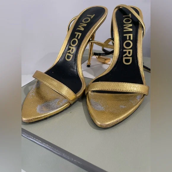 Tom Ford Lock Metallic Stiletto Sandals - Picture 5 of 15